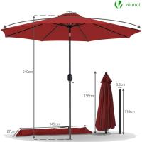 Sombrilla de Playa Grande Parasol Inclinable con Manivela Protección UV para Patio, Jardín, Piscina, Exterior Gris - details 33
