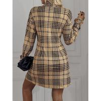 Vestido camisero de manga larga para mujer, elegante a cuadros, elástico de una pieza, moda coreana, informal, para fiesta - details 17
