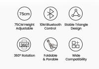 UGREEN Bluetooth5.1 trípode/palo Selfie soporte 750mm extendido 10m Bluetooth obturador remoto Universal para IOS Android - details 1