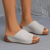 Sandalias de Cuña para Mujer Nueva Moda de Verano Punta Abierta Cómodas Transpirables con Hebilla Zapatos para Mujer Color Blanco - details 6