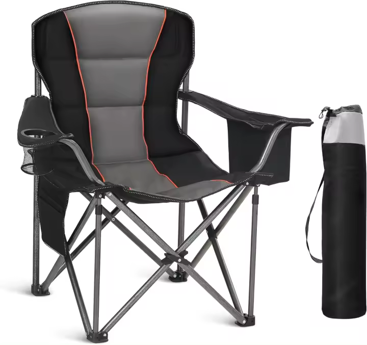 Silla de Camping Plegable de Gran Tamaño Azul Soporte de 450 Libras Silla Deportiva para Césped con Portavasos y Bolsa Térmica - 1