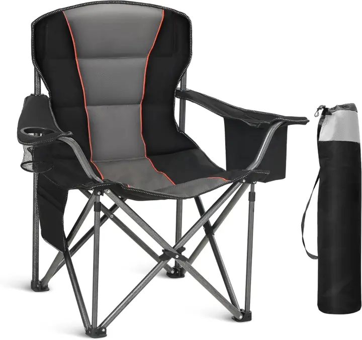 Silla de Camping Plegable de Gran Tamaño Azul Soporte de 450 Libras Silla Deportiva para Césped con Portavasos y Bolsa Térmica - 1