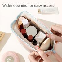 Bolsa de cosméticos portátil de gran capacidad, soporte para cepillos, cierre de cremallera, paquete de lavado para mujer con asa colgante multifuncional - details 2