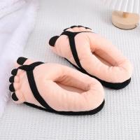 Zapatillas de invierno creativas para hombres y mujeres, divertidas zapatillas con pies grandes, deslizador de algodón suave y cálido para el hogar - details 9