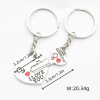 Llavero De Pareja Platinado Creativo Con Diseño De Corazón Y Llave Para Regalo De Boda Y Amoroso Accesorio De Moda - details 0