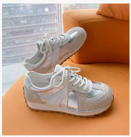 Zapatos deportivos de cuero nuevos, planos, informales, blancos para mujer. - details 26