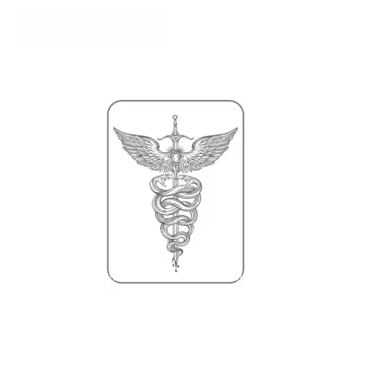 Tatuaje Temporal Boldink Diseño De Caduceo Con Espada Nueva Tecnología Magia Impermeable Adhesivo Semi Permanente Duración 15 Días - 1