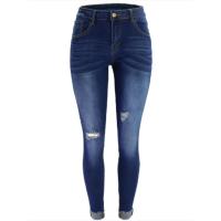 Stretch para mujer, pantalones pitillo rasgados azules, cintura baja, jeans desgastados para mujer en oferta - details 1