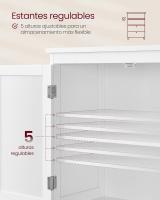 Mueble de Baño, Armario de Baño, Armario de Cocina, Armario Almacenaje con 4 Puertas, Estantes Regulables, 30 x 60 x 110 cm, Blanco - details 17