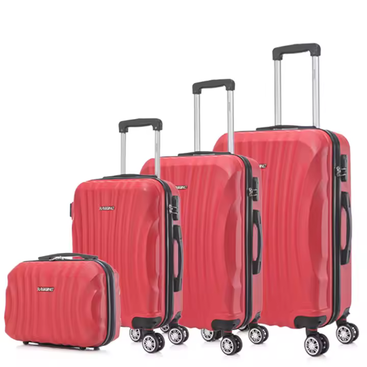 Juego de maletas ABS Rígida 4 piezasMaleta Cabina 55cmMaleta Mediana 68cmMaleta Grande 78cmNeceser 29cm NegroAzulMarinoRosaDoradaPlateadaMentaRojoMorada - 1