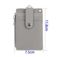 Tarjetero de identificación de cuero PU, monedero con llavero, funda portátil para tarjetas de autobús para trabajo de oficina y negocios - details 0