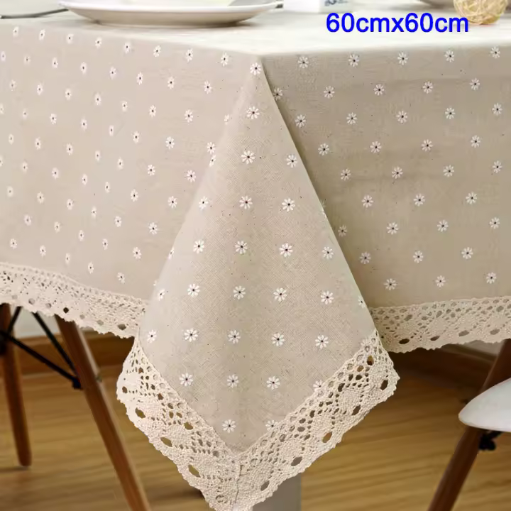 Mantel con patrón wer, tela de algodón con encaje, cubierta para mesa de comedor, mantel impermeable rectangular ritual - 1