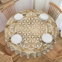 Mantel circular mandala, flor de loto de la vida, impermeable, resistente al aceite, 60 pulgadas, forma geométrica sagrada - details 0