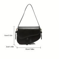 Bolso de Sillín Retro Chic para Mujer Cruzado Minimalista de Color Sólido con Cierre Magnético, Correa Ajustable, Herrajes de Tonos Dorados - details 9