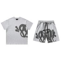 Camiseta de manga corta holgada con estampado espumoso estilo hip hop callejero drill y conjunto de pantalones cortos casuales - details 8