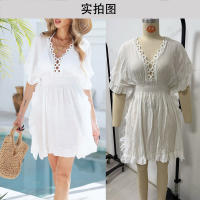 Vestido de Cubierta de Encaje de Látex DESIRECAT Traje de Baño de Verano con Cuello en V - details 7