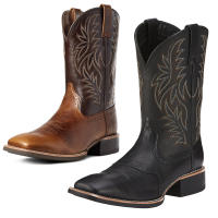 Botas vaqueras occidentales de punta ancha con empalme tallado, talla grande - details 11