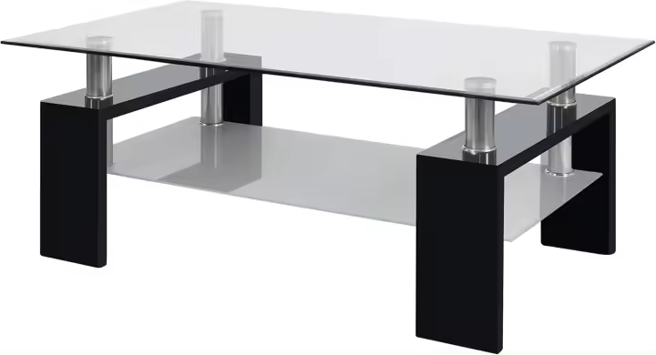 Mesa de Cristal Blanco Brillante Estilo Centro para Sala de Estar Medidas 110 cm x 60 cm x 45 cm - 1
