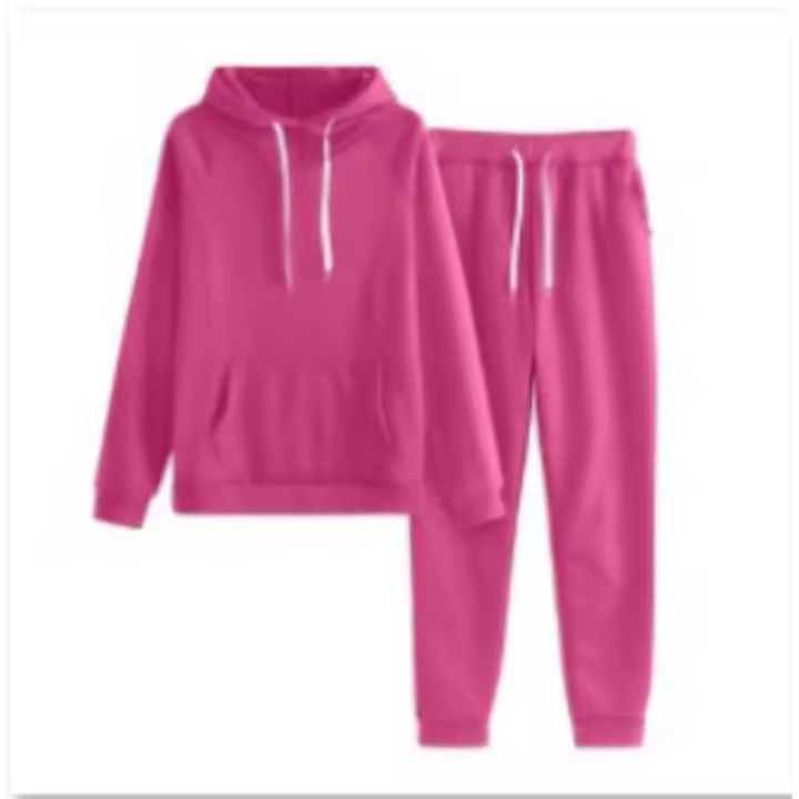 2025 Suéter con capucha de manga larga para mujer, ribete de dos piezas, suelto, informal, color sólido, talla grande - 1