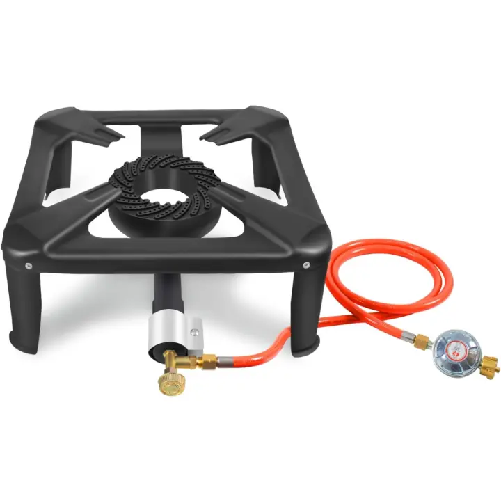 Gas Hierro Fundido para Camping, Gas Butano Portatil con Manguera y Regulador Presión 50mbar Accesorios Exterior, 40x 40 CM - 1