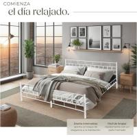 Cama de Boda de Acero Robusto Estructura de Acero con Somier de Láminas de Madera - details 19