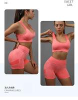 Conjunto de 2 uds de Yoga para mujer, sujetador con espalda hueca + pantalones cortos deportivos para levantamiento de cadera, conjunto de gimnasio sin costuras, ropa deportiva, chándal - details 30