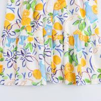 TRAFZA Midi-vestido sin mangas con estampado de frutas para Mujer, elegante vestido informal con dobladillo y Espalda descubierta, moda de verano - details 10