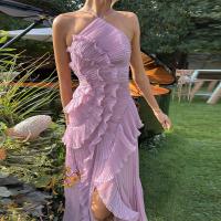Cuello Volante Vestido Halter Púrpura, Estilo Europeo Y Americano 2025 Primavera Nuevo, Estilo Celebridad Falda Larga De Varias Capas - details 9