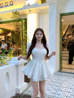 Vestido de Princesa veraniego para Niñas Cuello Cuadrado, Mangas de Burbuja, Cintura Ajustable para Lucir Delgada Versión Coreana - details 11