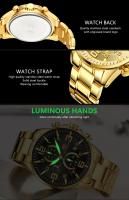 Reloj de lujo para hombre dorado, esfera grande y llamativa, luminoso, resistente al agua, de acero inoxidable, éxito de ventas en Oriente Medio para hombre de negocios. - details 8