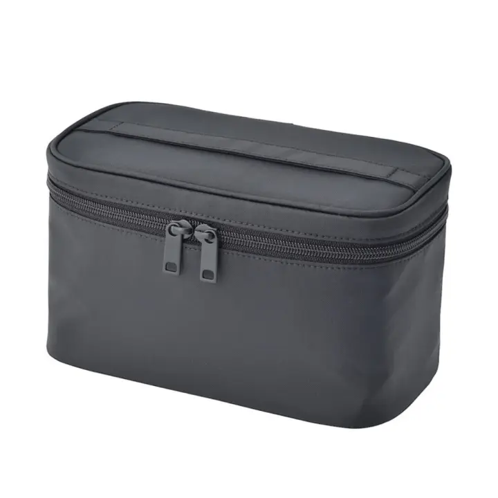 Bolsa de maquillaje de estilo japonés para mujer, bolsa de cosméticos de mano negra, doble cremallera, bolsa de aseo de gran capacidad para hombre, viaje de negocios - 1