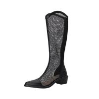 Botas de primavera y verano botas de malla de tacón grueso para mujer botas frescas huecas botas de malla fina transpirable de verano - details 6