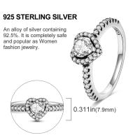 Anillo de Plata de Ley 925, anillo de corazón elevado para mujer, circonita cúbica CZ, estrella, Luna, flor, joyería de boda, anillos, regalos - details 1