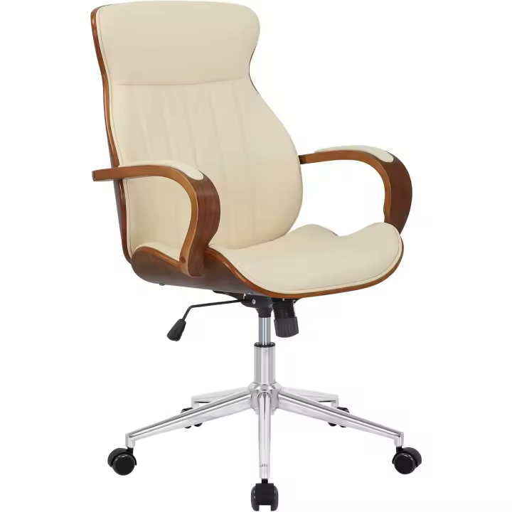 Silla de oficina ergonómica en simil cuero y base con ruedas I Silla de escritorio regulable en altura - 1
