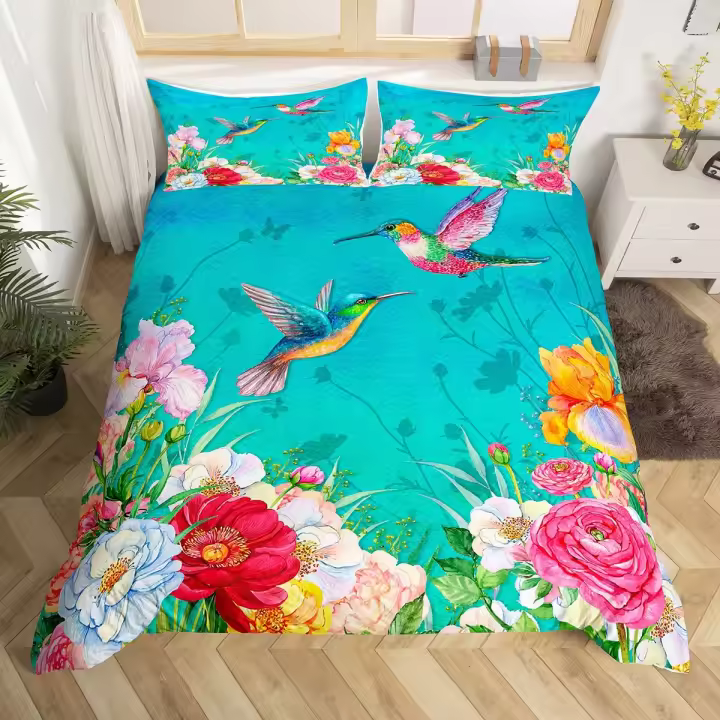 Juego de Riebra de Columpio de Pájaro 3PCS Funda de Edredón de Poliéster con Escenografía Floral - 1