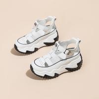Sandalias deportivas huecas de suela gruesa y tacón alto con cuña oculta para mujer, estilo coreano, para uso informal y de talla pequeña. - details 7