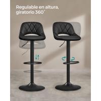 2, Taburete Alto con Superficie de Polipiel PU, Reposapiés, Estructura de Metal, Regulable en Altura y Giratorio - details 7