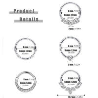 1-5 uds 16G moda 316L acero inoxidable CZ bisagras septum Clicker anillos de aro para la nariz Daith Helix Tragus cartílago Piercing joyería - details 2