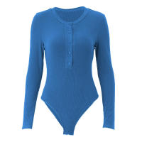 Mono sólido de manga larga BUNO-otoño, sexy, fantasía, cuello redondo, tops con botones, ajustado al cuerpo, para mujer, ropa de noche para discoteca. - details 0