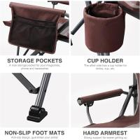 Silla de Camping Plegable 230KG Cargable Silla Plegable 62cm Anchura de Asiento con Bolsillo Lateral y Portavasos Silla Plegable de Gran Tamaño para Camping Exterior Balcón Jardín - details 30