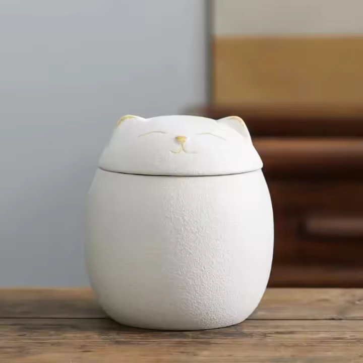 Tarro de cerámica estilo gato de la suerte, hoja de té, café, grano, azúcar, almacenamiento de alimentos, aperitivos, dulces, recipiente para decoración de encimera de cocina - 1