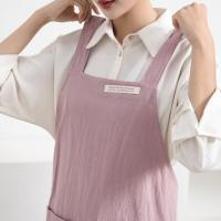 Delantal de cocina de estilo japonés nuevos, delantales de jardinería resistentes a las manchas con espalda cruzada, delantal de lino y algodón para mujer para adultos y niños - details 15
