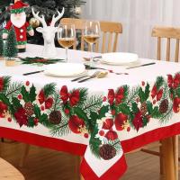 Mantel impermeable con vegetación navideña, decoración para fiestas navideñas, mantel rectangular reutilizable para Navidad de invierno, decoraciones navideñas - details 1