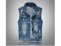 Chaquetas sin mangas de fiesta rasgadas de mezcla para hombre, estilo retro, hip hop, primavera y verano - details 1