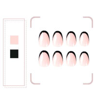 Uñas postizas con borde negro para mujer, efecto cómodo y natural, regalo para novia como día de San Valentín - details 3