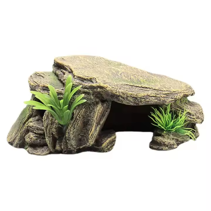 Hábitat para esconder reptiles, caja para reptiles, terrario, cuevas escondidas para tortuga, acuario, terrario, decoración, adorno - 1
