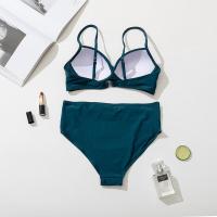 Bikini de Cintura Alta para Mujeres 2025 Conjunto de Baño de Color Sólido Sexy con Halter - details 13