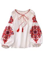 EWQ Estilo Dulce mujeres pulóver camisas bordado Patchwork vendaje cuello pico manga linterna primavera novedad de verano blusa SN0452 - details 5