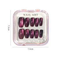Parche de uñas postizas brillantes de cristal, Ojo de gato, diamante, prensa de uñas acrílicas, uso hecho a mano, 24 unids/lote por caja - details 2