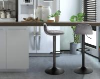 1 Uds. Taburetes de bar ajustables en altura 360 °   Silla de bar giratoria con respaldo, taburete de terciopelo con reposapiés de metal para cocina - details 10